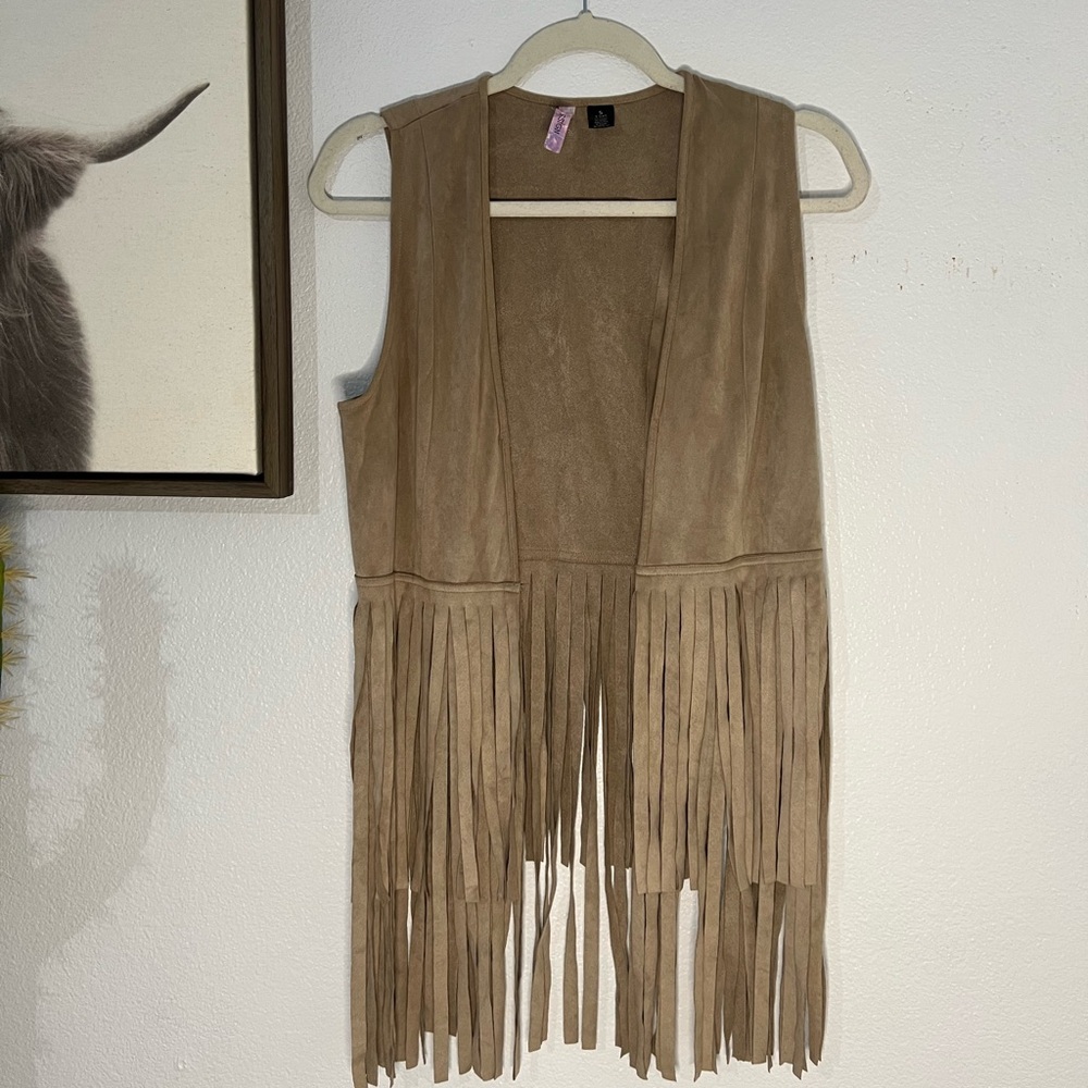 Suede fringe vest